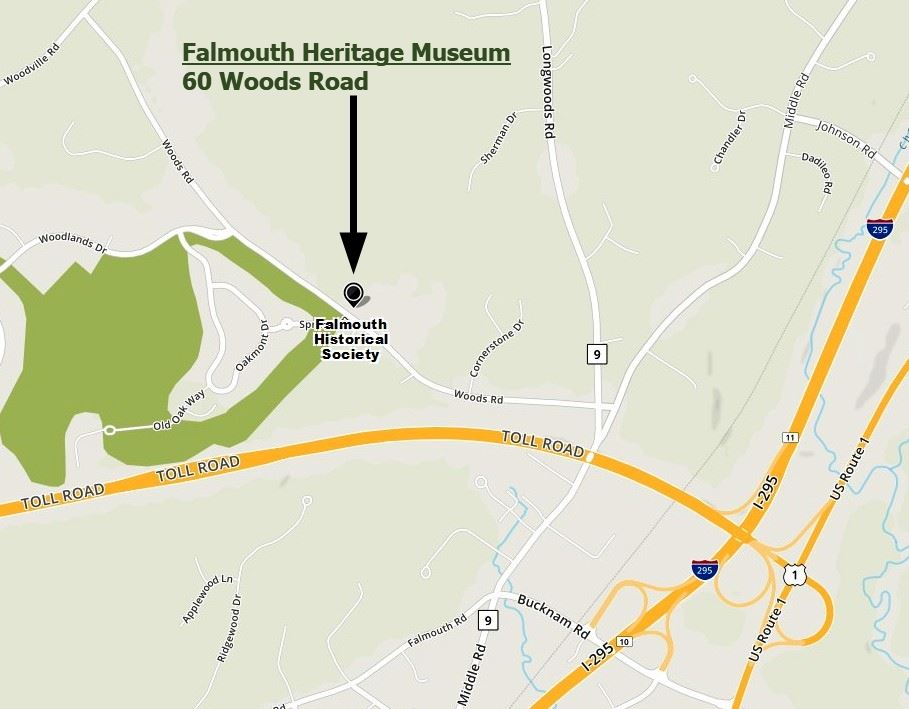 Map showing location of Falmouth Heritage Museum